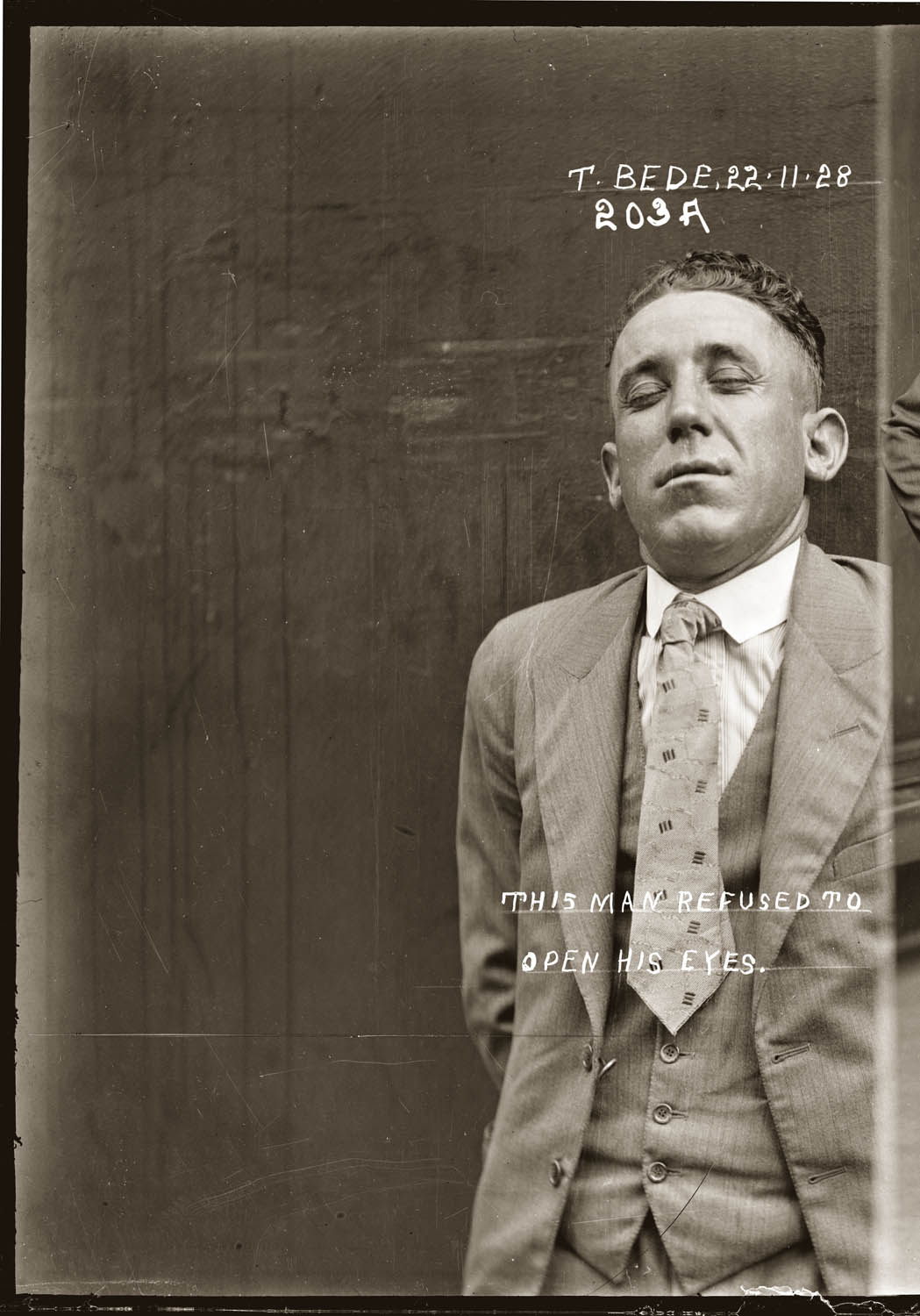 Mug shot of Thomas Bede, Central Police Station, 22 November 1928. 