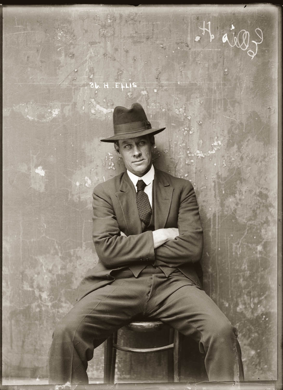 Mug shot of Herbert Ellis. Presumed Central Police Station, Sydney, ca.1920. 