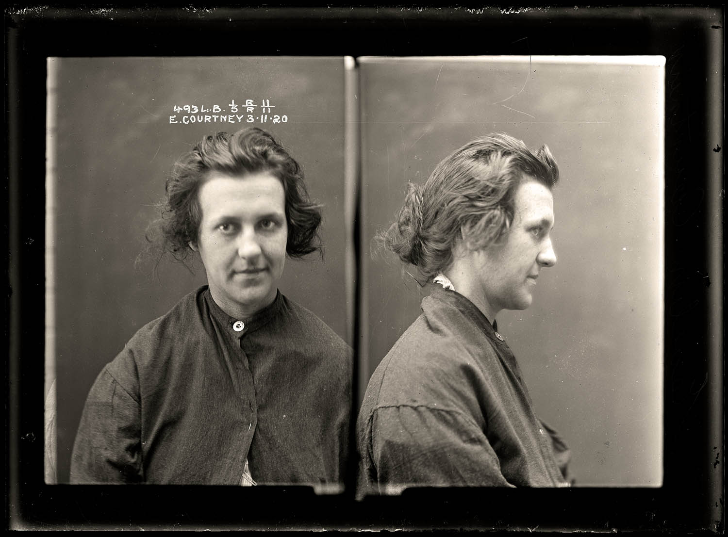 Evelyn Courtney, criminal record number 493LB, 3 November 1920. State Reformatory for Women, Long Bay, NSW 